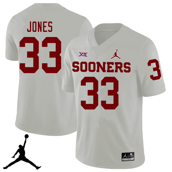 Jordan Brand Men #33 Ryan Jones Oklahoma Sooners 2018 College Football Jerseys Sale-White - Click Image to Close